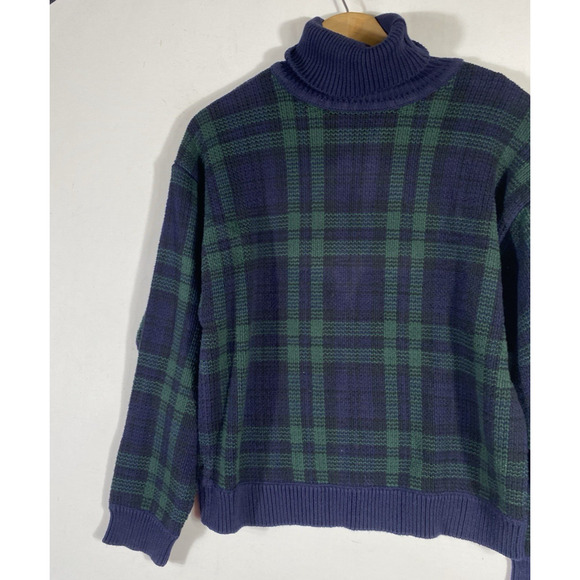 Charter Club Sweater Turtleneck Black Watch Plaid Old Money Preppy Womens Medium - Picture 5 of 9